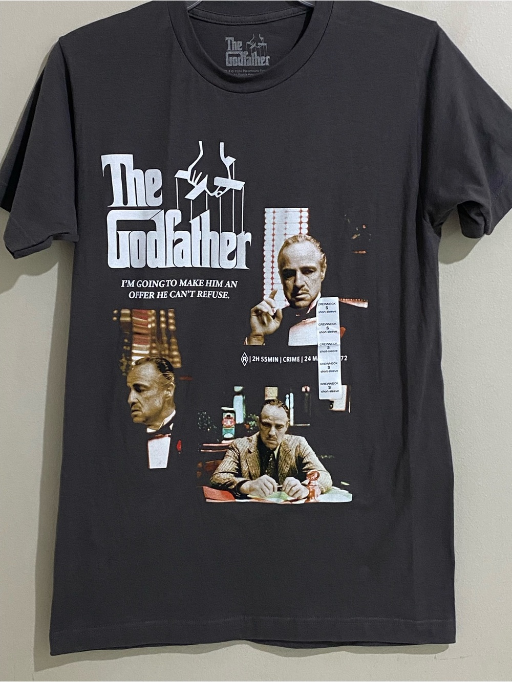 The Godfather Graphic Tee - Gray Movie Poster Shirt Size Small
